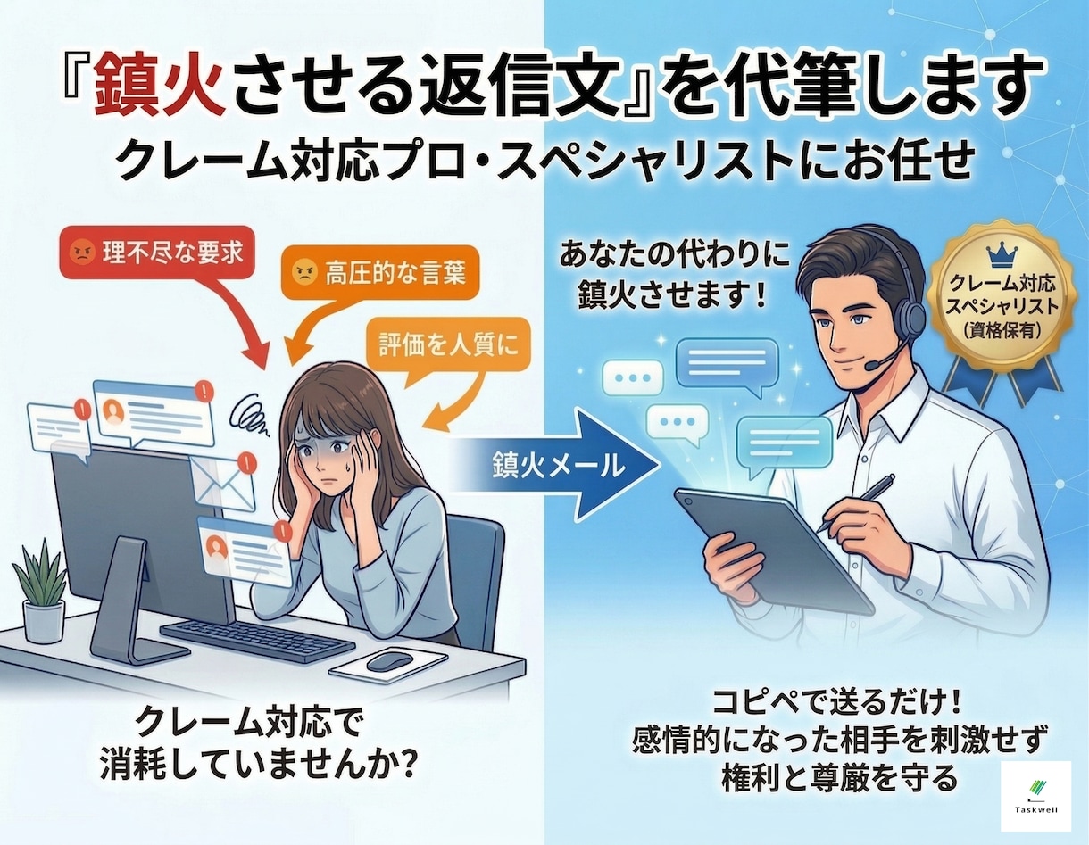 出品者向け！ココナラでのクレーム鎮火対応します クレーム対応スペシャリストがアナタに代わって対抗策を講じます イメージ1