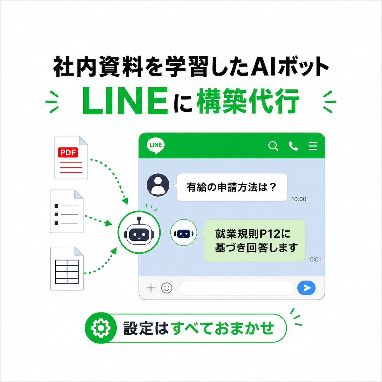 独自資料を学習したLINEボット構築します 独自資料を学習したLINEチャットボットを構築します イメージ1