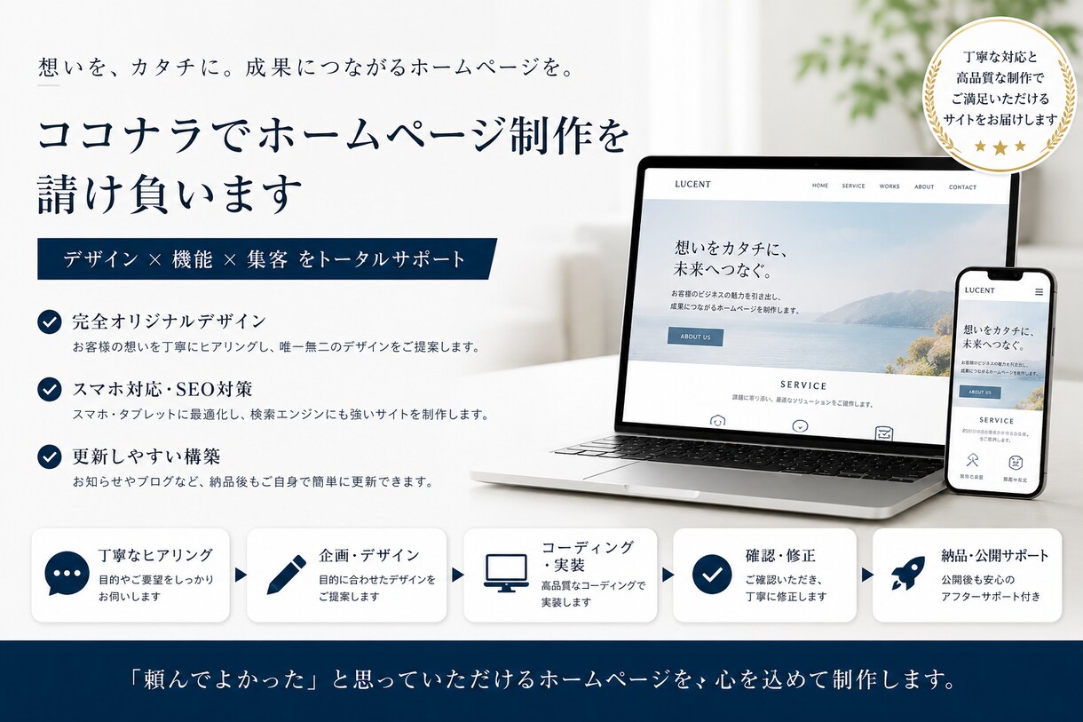 どんなHPでも制作できます ホームページの企画・デザイン・コーディング・公開または運用 イメージ1