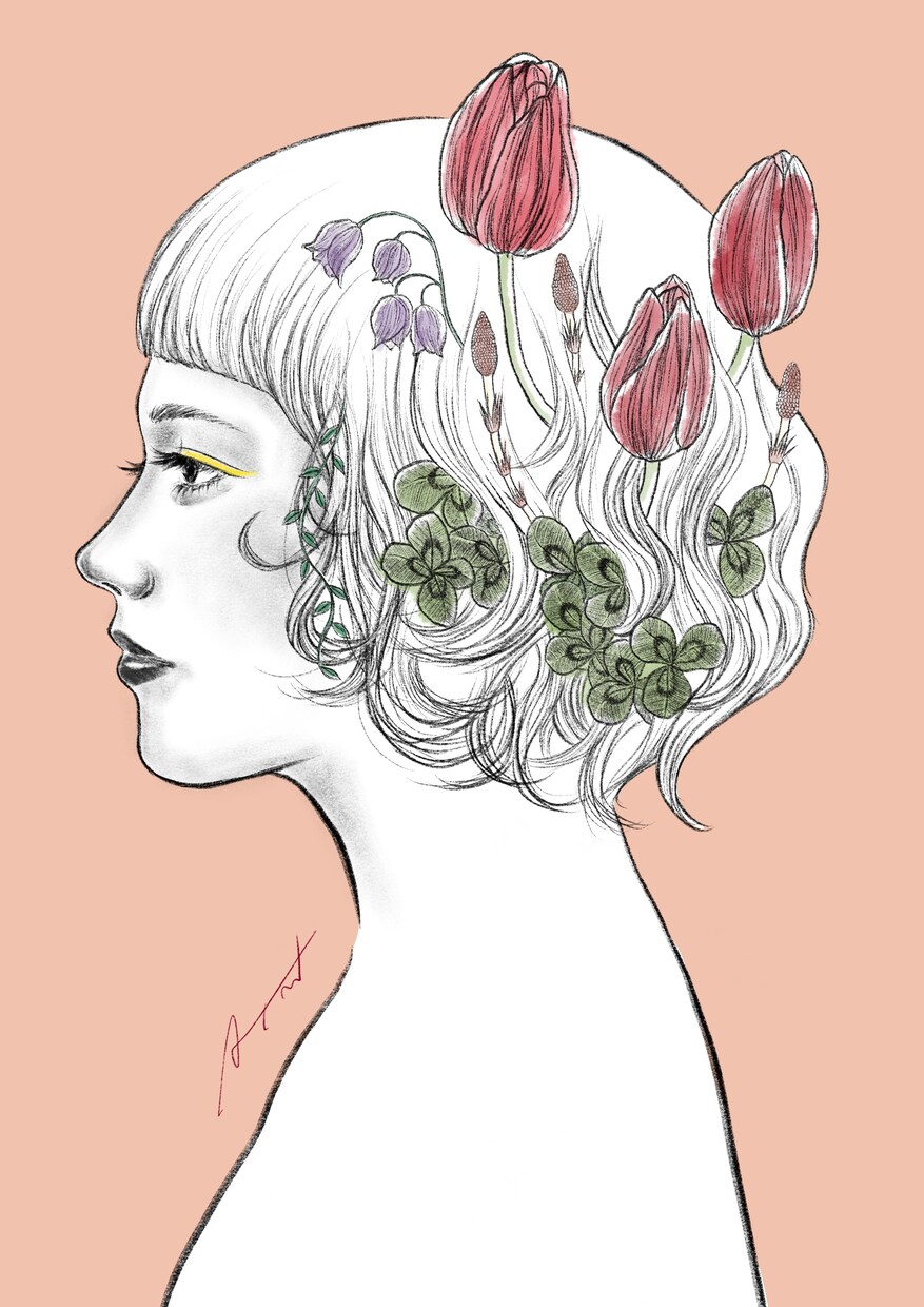 リアルな似顔絵と植物でお洒落なアイコンを描きます SNSのアイコン、ブログ、名刺などにどうぞ イメージ3