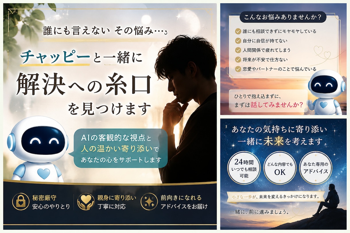 僕の相棒のチャッピー(AI)でお悩み解決します 僕とAIで関西弁ではありますがお悩み聞きサポートします。 イメージ1