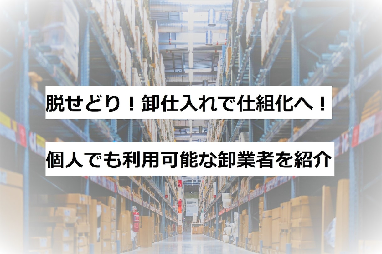 脱せどり！卸仕入れで仕組化へ！ 卸業者を紹介します 個人でも利用可能！知名度が低く穴場の卸業者です。