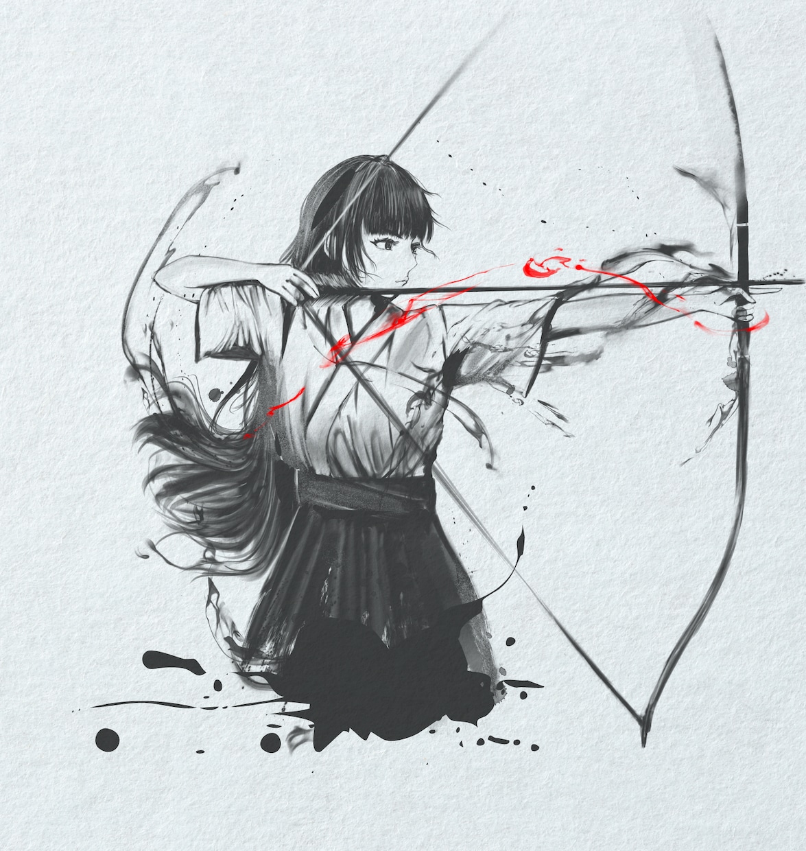 墨絵 - 躍動感ある水墨画の和風イラスト描きます かっこいいモノクロの人物水墨画はお任せください。 イメージ5