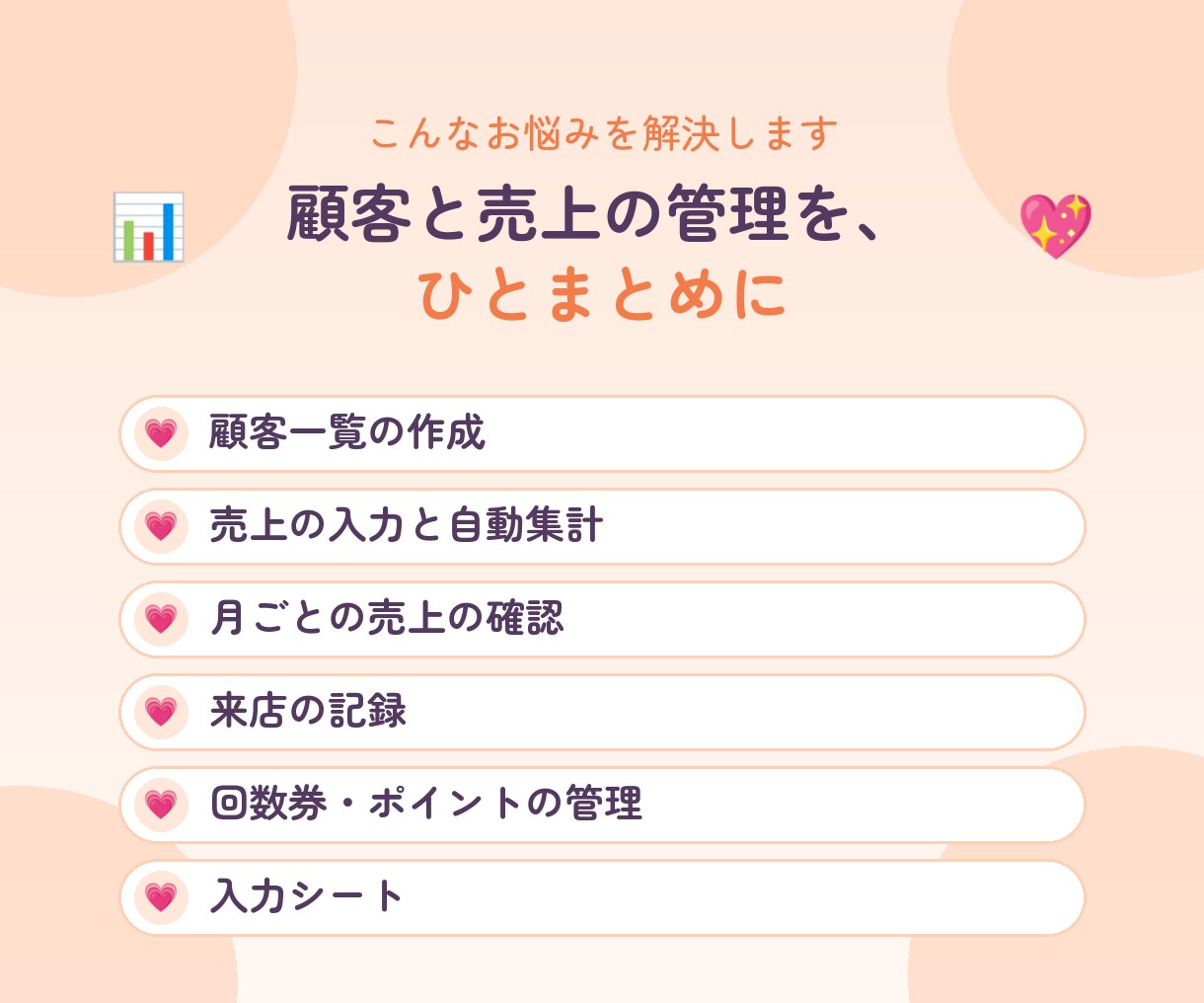 顧客・売上の管理表を作成し自動集計します 来店履歴と売上が、入力するだけでまとまります イメージ2