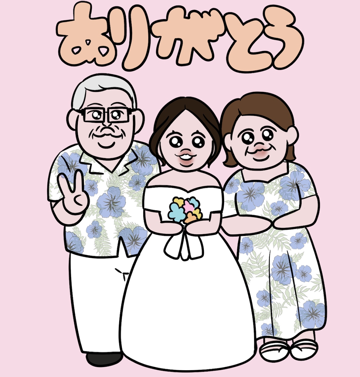 アニメ風、漫画風の似顔絵　ウェルカムボードます アニメ風  ウェルカムボード 結婚式 ウエディング 似顔絵 イメージ2
