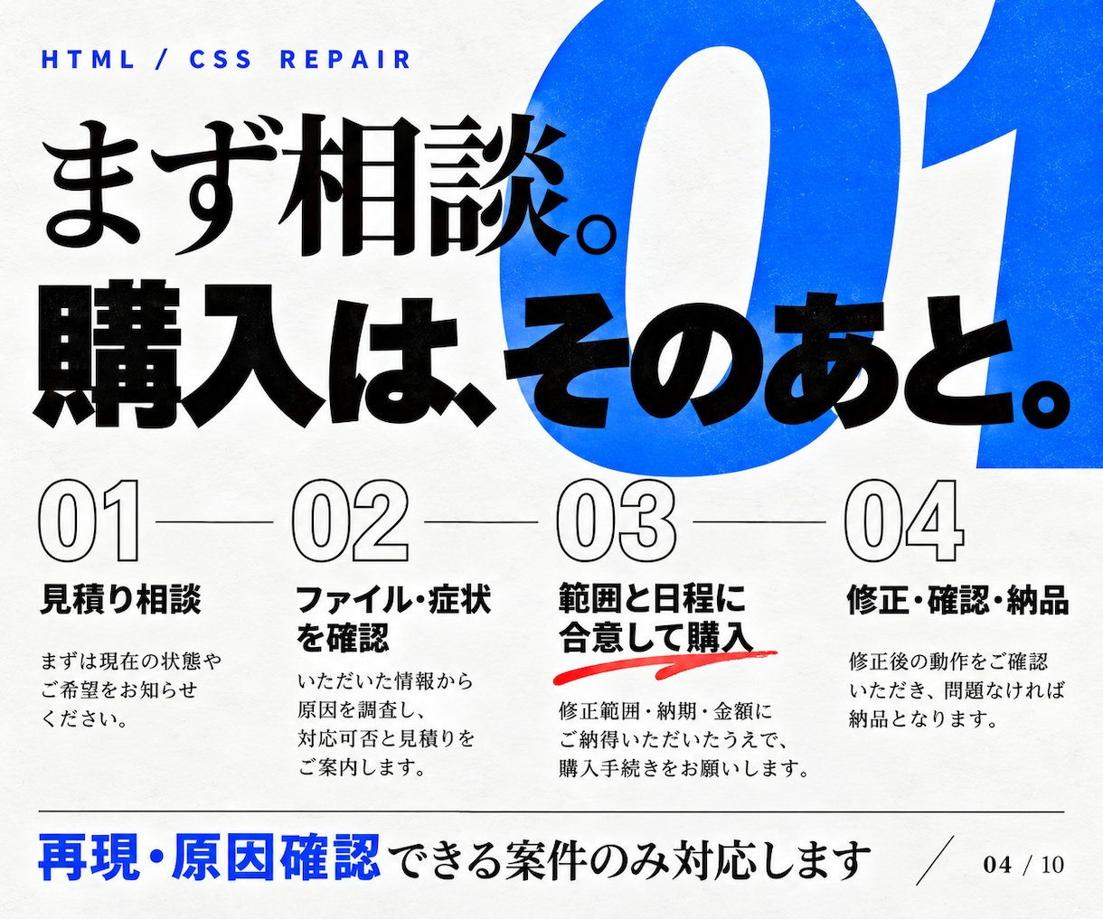 HTML製LPのスマホ表示崩れを修正します CSSの幅・折返し・重なりを調整｜購入前の確認必須 イメージ4