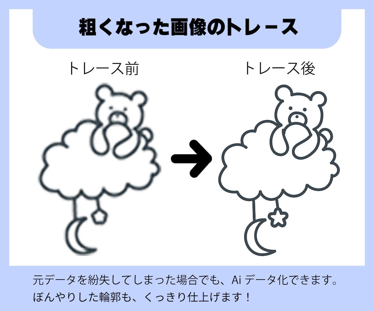 粗い画像・手描きイラストのAIデータ作成します 高品質な画像データを作成します。お気軽にご相談ください！ イメージ3