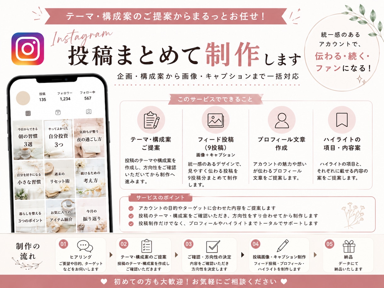 Instagram運用代行します Instagramの運用をお考えの方！負担を減らしたい方へ！ イメージ1