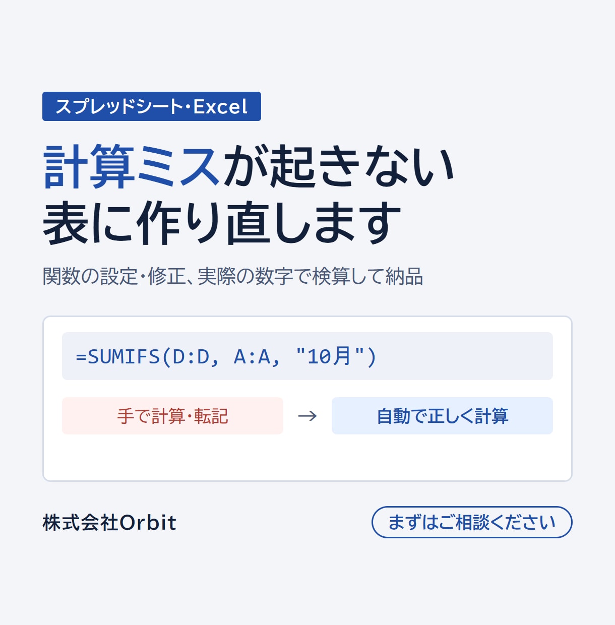 スプレッドシート・Excelの関数を整えます 計算ミスと手作業を減らす表に作り直します イメージ1
