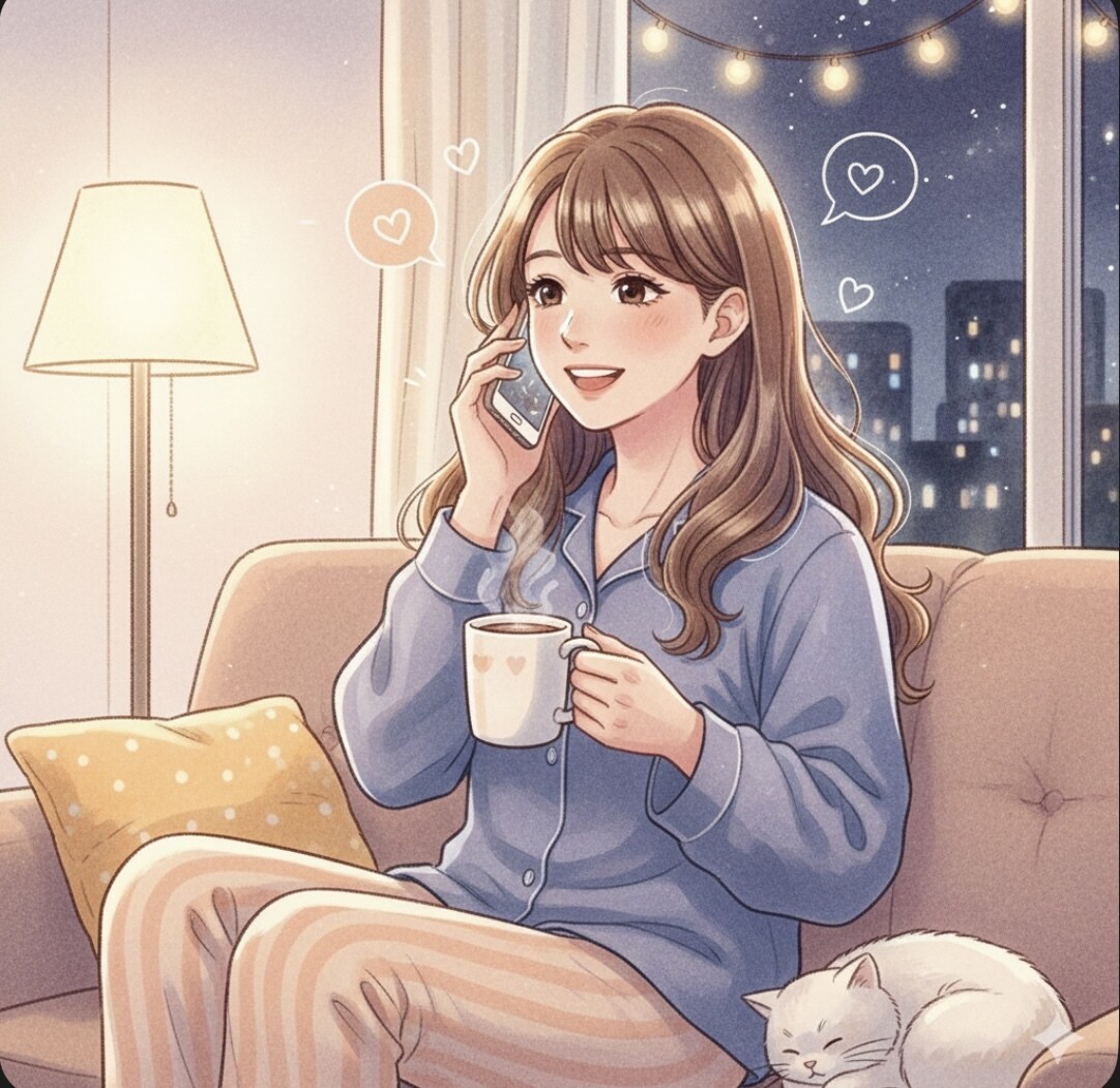 深夜の女子会気分で✨恋のモヤモヤ、電話で話そ!ます 否定なしアドバイスなしもOK!今の恋の話をぶちまけませんか? イメージ1