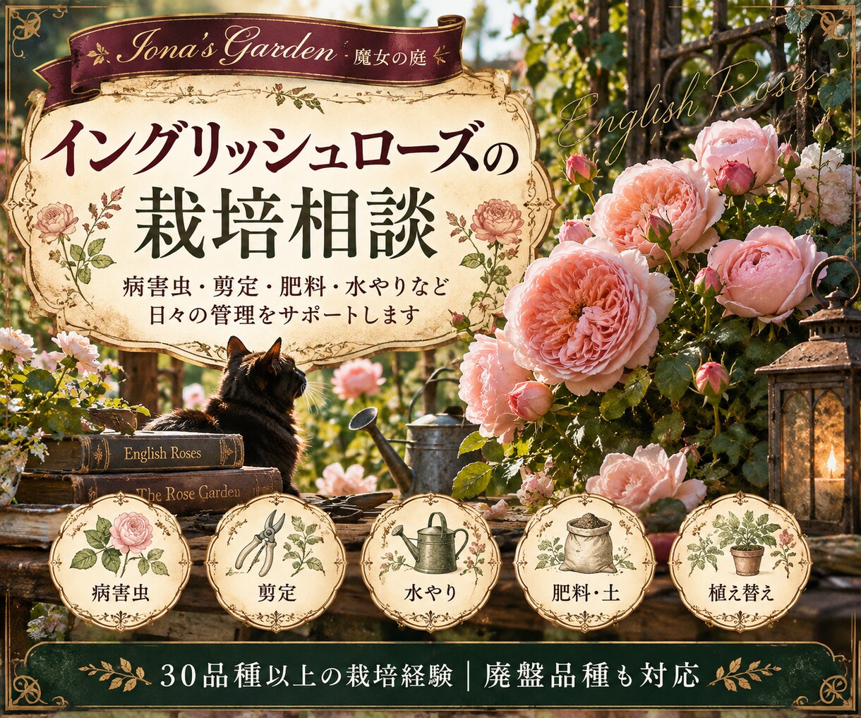 イングリッシュローズの栽培相談を承ります 病害虫・剪定・肥料など、バラのお悩みを丁寧に解決へ イメージ1