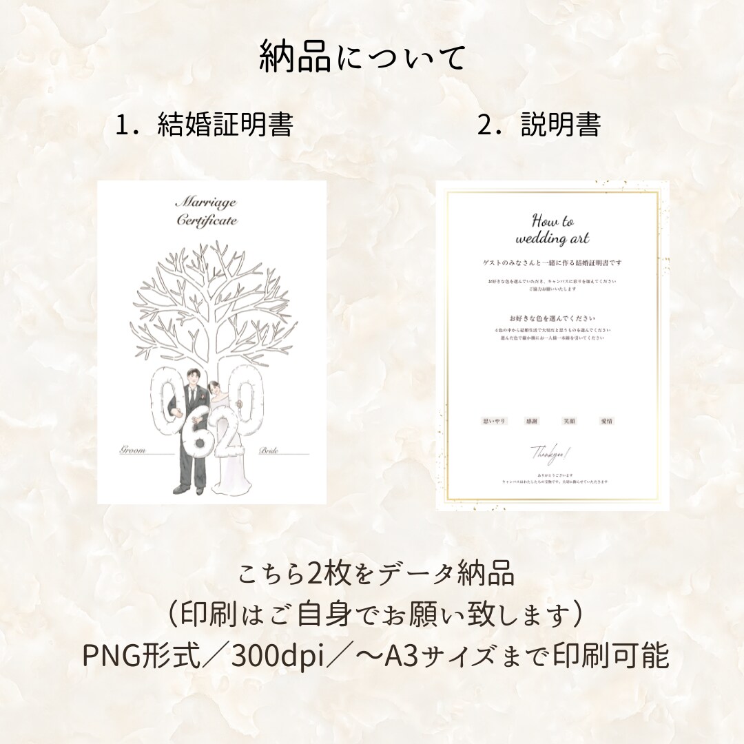 世界に一つだけの結婚証明書描きます ゲスト参加型 |結婚証明書｜ウェディングツリー似顔絵オーダー イメージ3