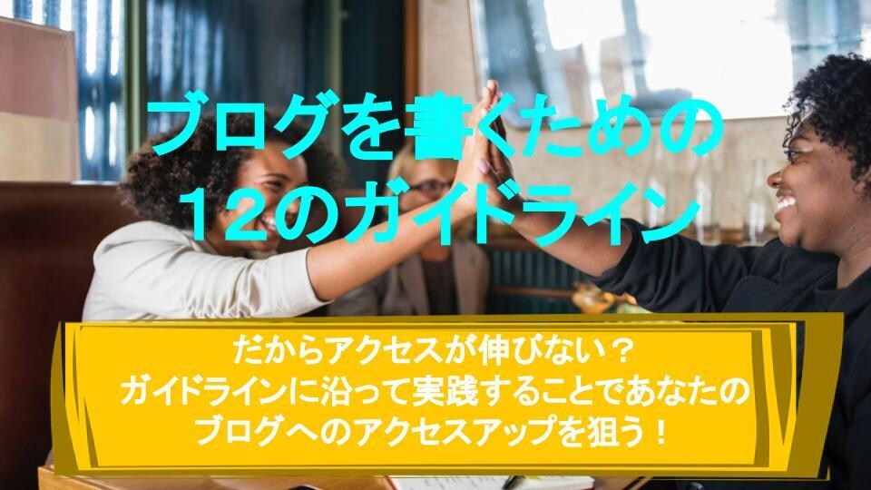 ブログを書くための１２のガイドラインを教えます だからアクセスが伸びない？あなたのブログへアクセスアップ！ イメージ1