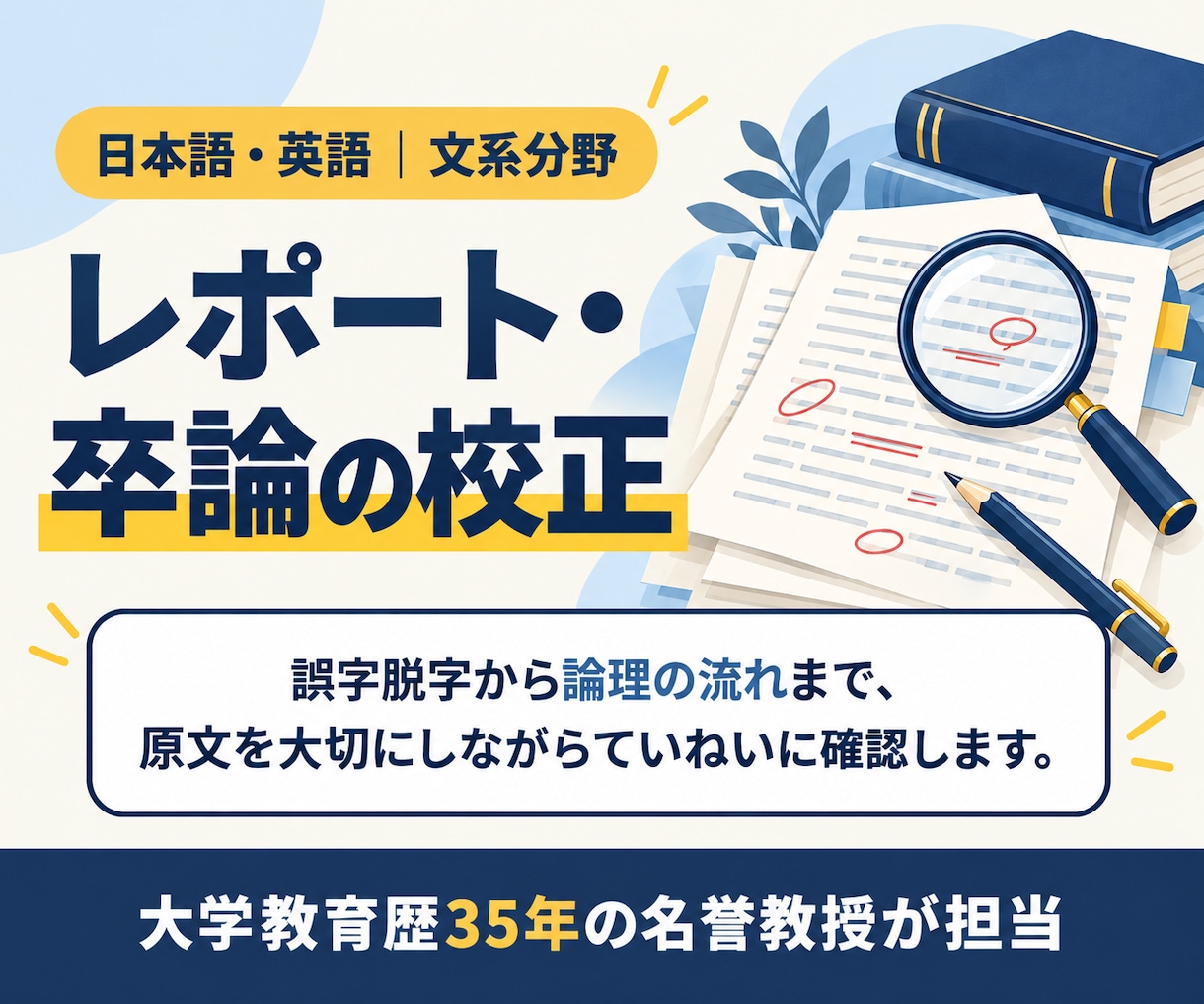 日本語・英語の文系レポートや卒論を校正します 大学教育歴35年の名誉教授が、原文を尊重して丁寧に確認します イメージ1