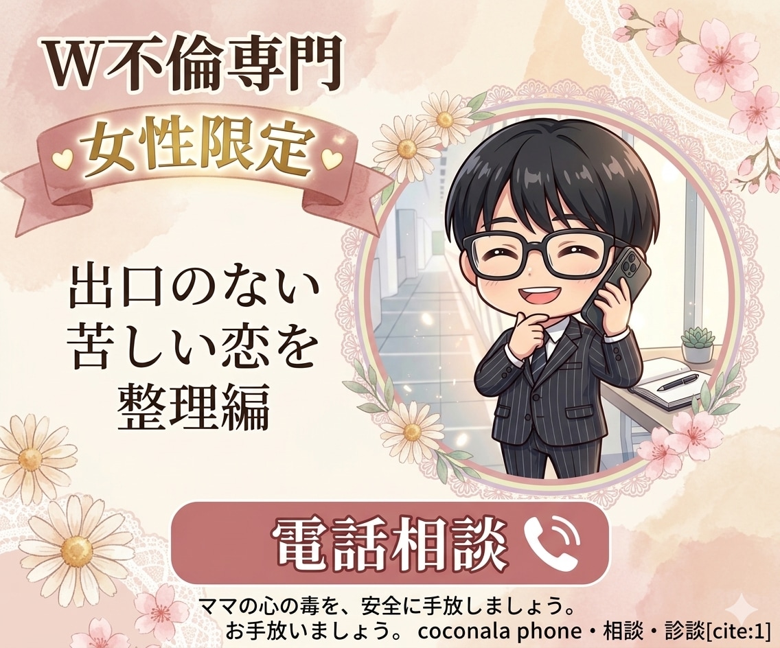 既婚者の彼が本命。出口のない苦しい恋を整理します 先が見えない不安を解消。あなたの本当の気持ちを整理します。 イメージ1