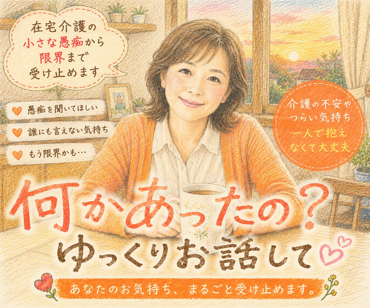 1分～OK!介護の疲れや限界◆看護師が愚痴聞きます １人で抱え込まないで、20年間在宅介護を経験した私にお話して イメージ4
