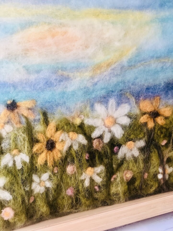 羊毛絵画「野の花-Wool paintingます 魔法のような雰囲気を作り出し、家を快適さで満たします。 イメージ1