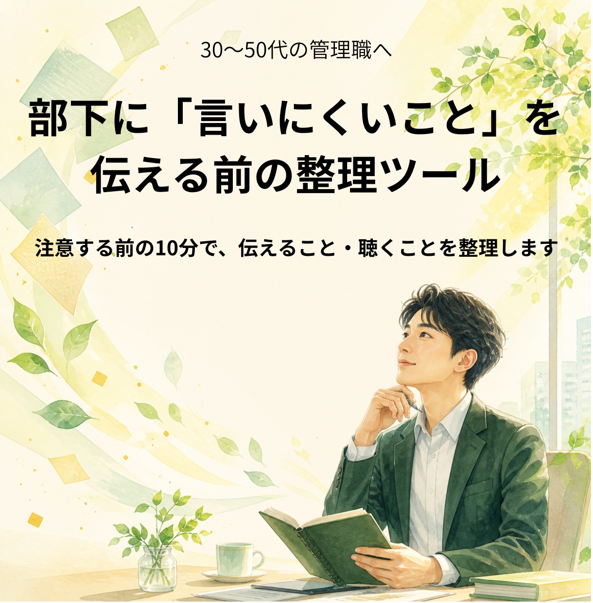 部下に注意・指導する前の考えを10分で整理します 注意・指導の前に、伝えること・聴くことを10分で整理 イメージ1