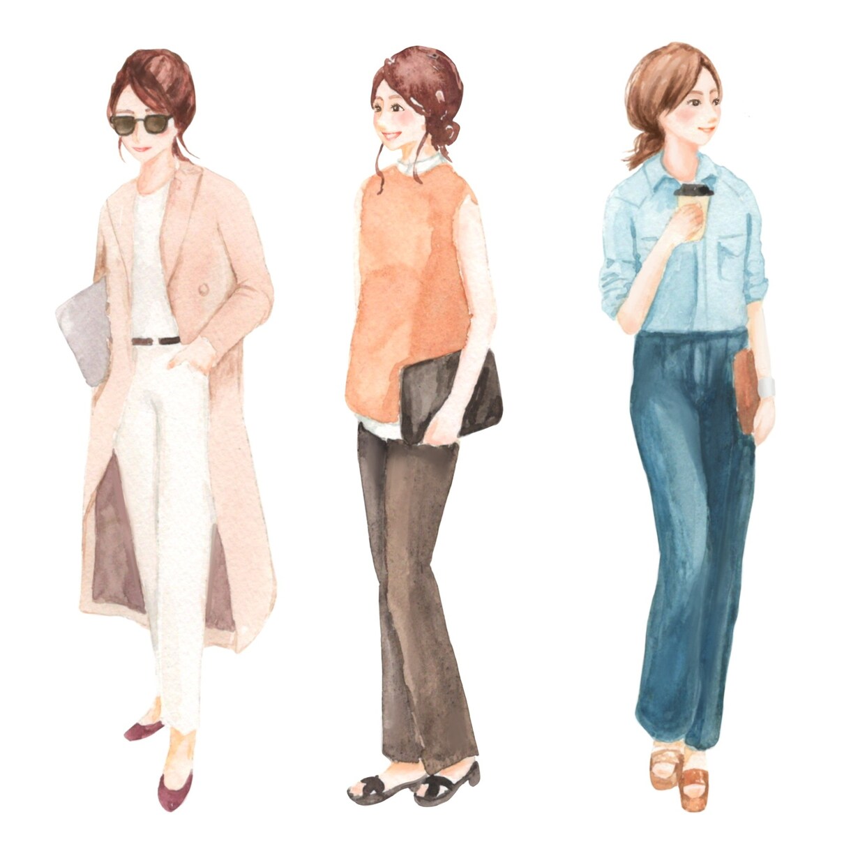 ファッションイラストを手描きの水彩画で描きます 〜丁寧なヒアリング〜 温かく優しいタッチが得意です♪ イメージ7