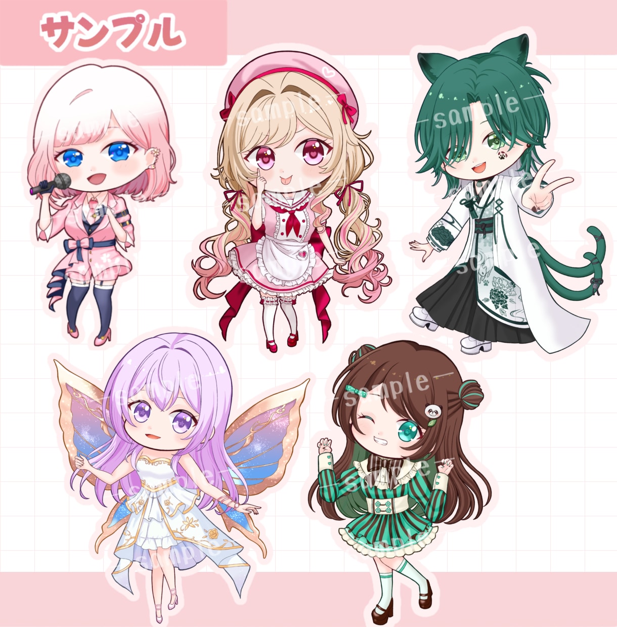 ふんわり可愛いSD・ミニキャライラスト描きます 商用利用料込！SNS・配信・動画・グッズなどにオススメ◎ イメージ3