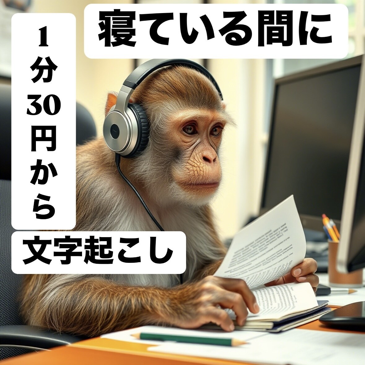 最短即日・英語可【1分30円】から文字起こしします 1分30円から最短即日で文字起こしします！英語も対応可能 イメージ1