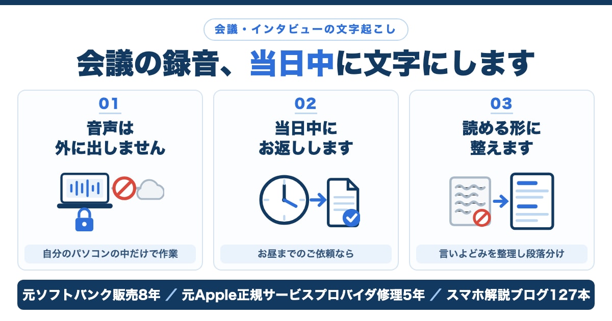 会議の録音を当日中に読める議事録にします 音声はネットに上げず、私のパソコンの中だけで処理 イメージ1
