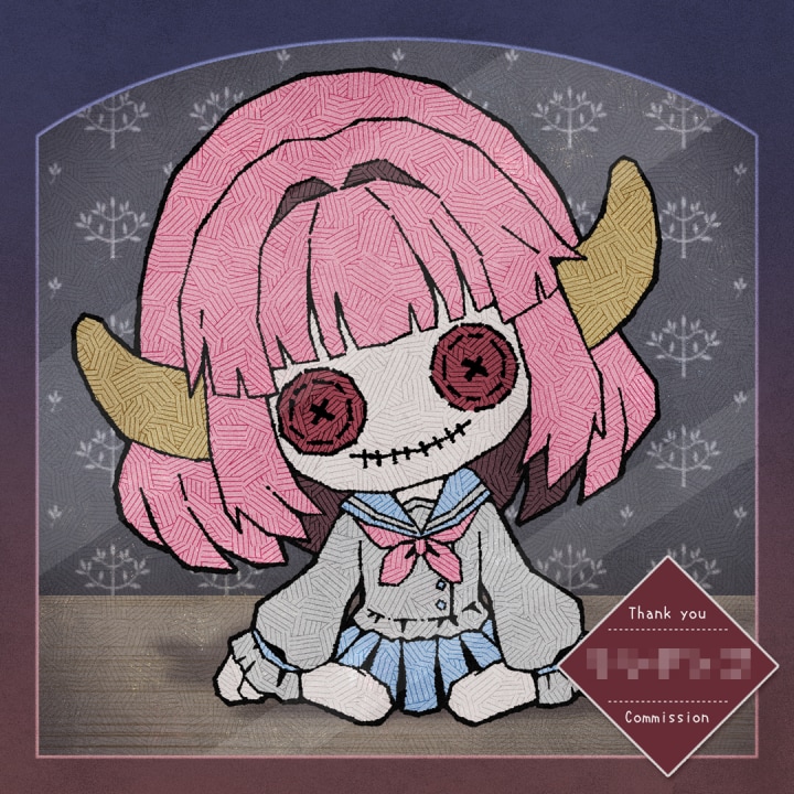 量産型/おすわり人形風ミニキャライラスト作成します 少しダークなミニキャライラストで、グッズ化にもおすすめです！ イメージ3