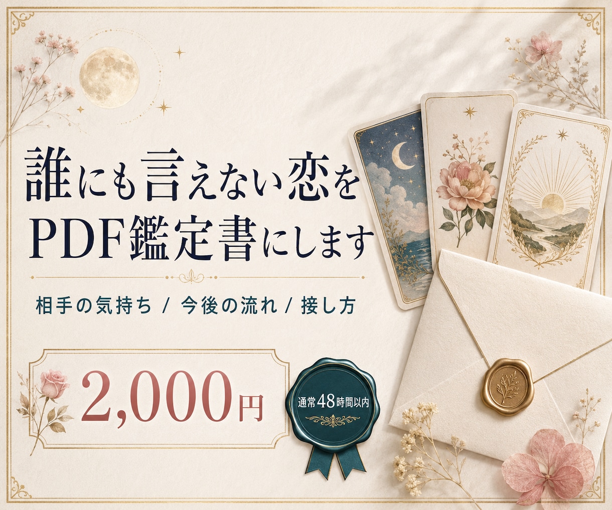 誰にも言えない恋をPDF鑑定します 相手の気持ちと今後をお守り鑑定書に イメージ1