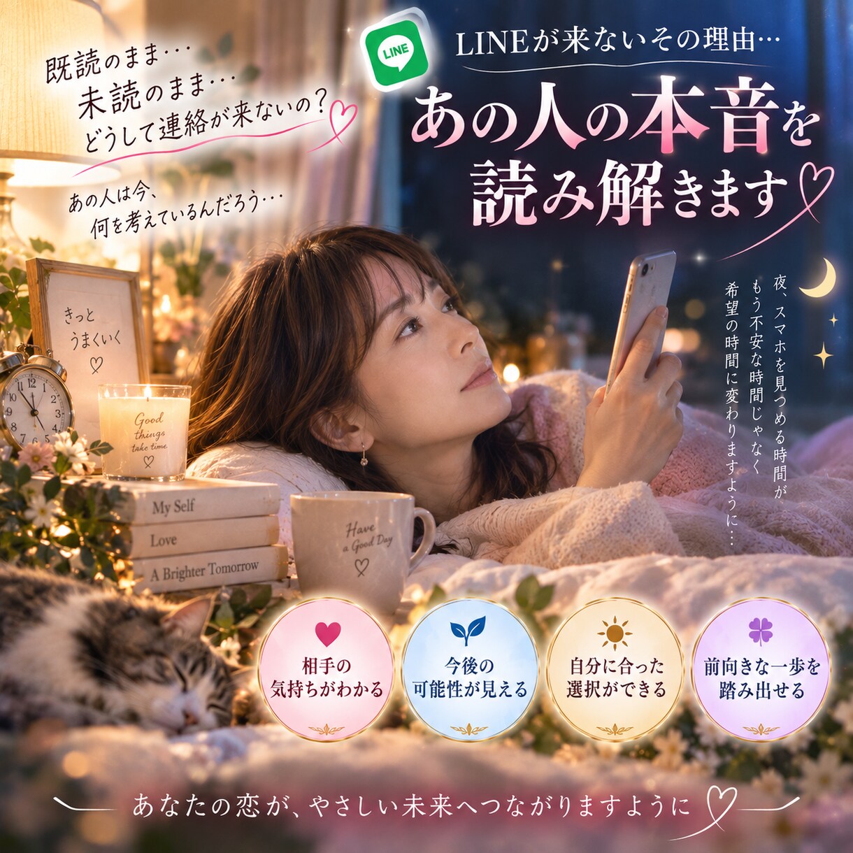 LINEが来ない理由とあの人の本音を鑑定します 「既読・未読のまま…連絡が来ない相手の本音を読み解きます」 イメージ3