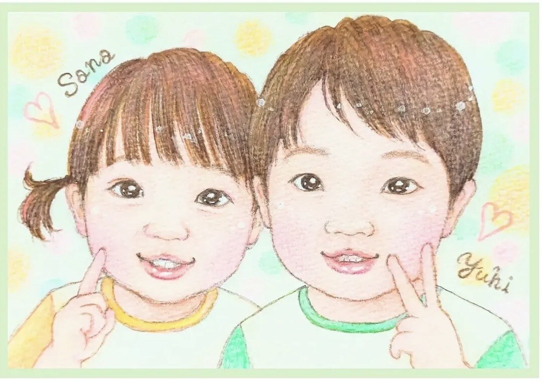 ほんわか優しい♡似顔絵描きます 家族やペットの似顔絵など、手描きで心温まる作品に仕上げます イメージ1