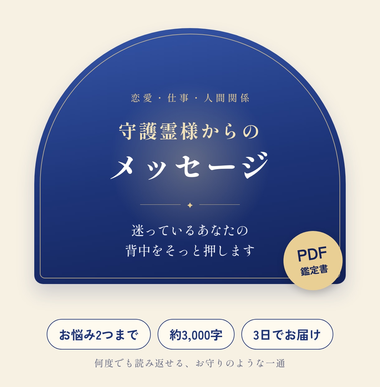 守護霊様からのメッセージで背中を押します お悩み2つまで、お守りになるPDF鑑定書でお届け イメージ1