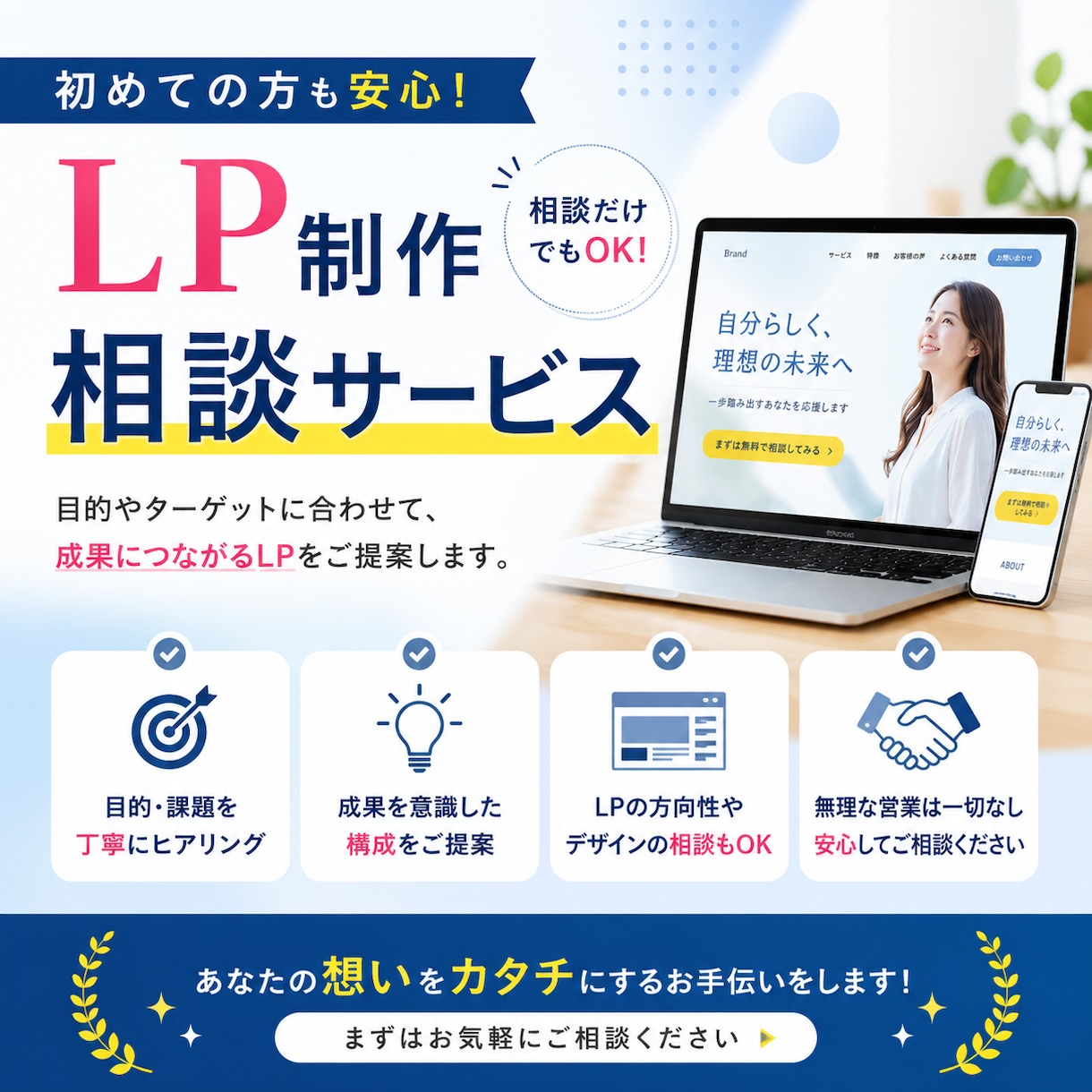 LP制作の相談に乗ります 原稿作成・集客・デザイン・WordPress・文章作成など イメージ1