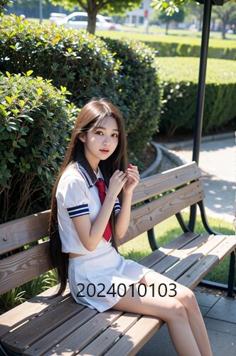 公園のベンチに座る女子高生の写真を販売します 実写では撮影が難しい公園のベンチに座る女子高生のAI写真販売 イメージ3