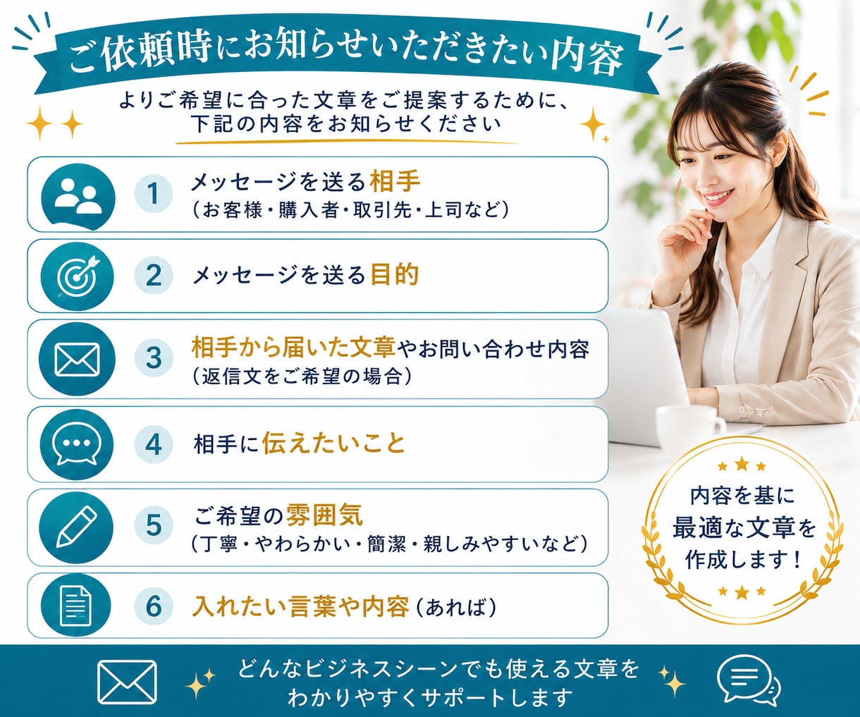 ビジネス文章をChatGPTで作成します お断りやお願いも、丁寧で伝わるビジネス文章に整えます イメージ6