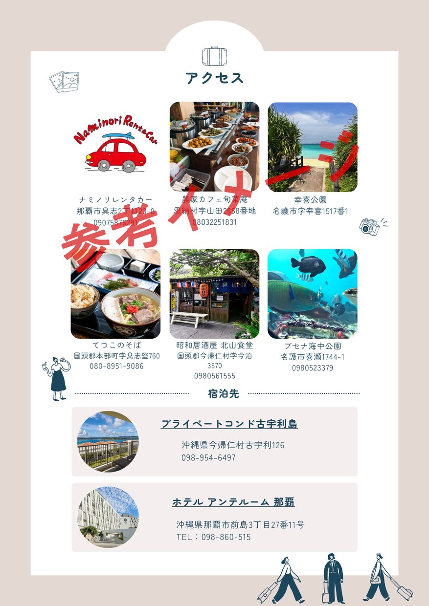旅行プランをPDFでお洒落な旅のしおりにします スマホで持ち歩けるPDFで旅のしおりをお渡しします イメージ3