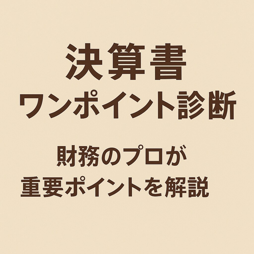 決算書ワンポイント診断をします 決算書を実務プロ目線で簡易診断財務リスクと改善余地を整理 イメージ1