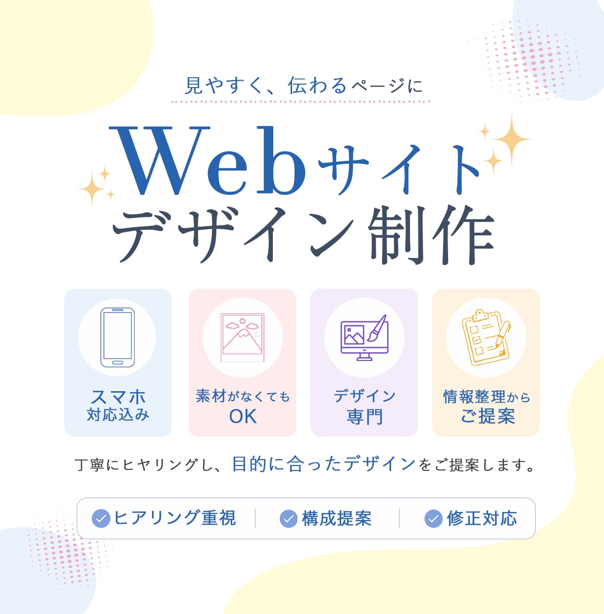 Webサイトデザイン制作｜スマホ対応も致します 見た目だけじゃない、伝わるWebサイトをデザインします！ イメージ1