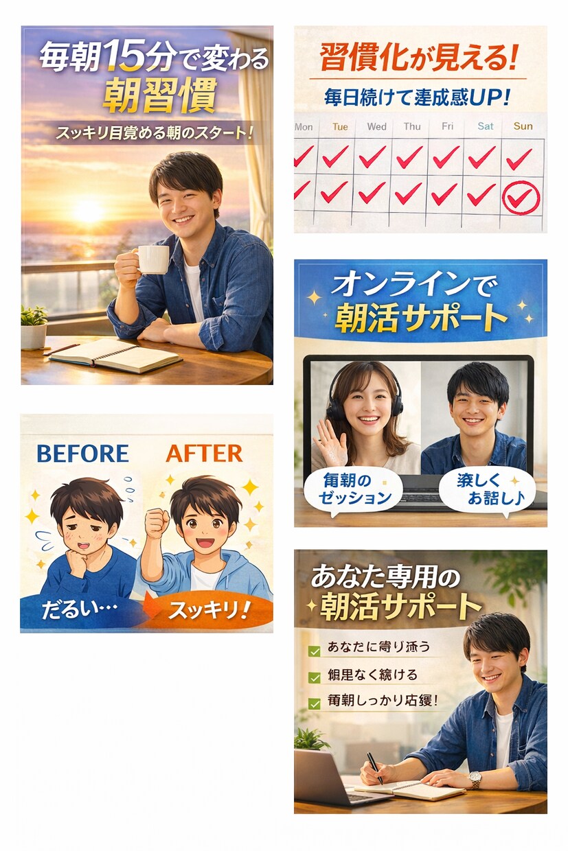 朝のやる気スイッチ！オンラインで伴走サポートします 初心者OK／短時間で続けられる朝のルーティン習得！ イメージ1