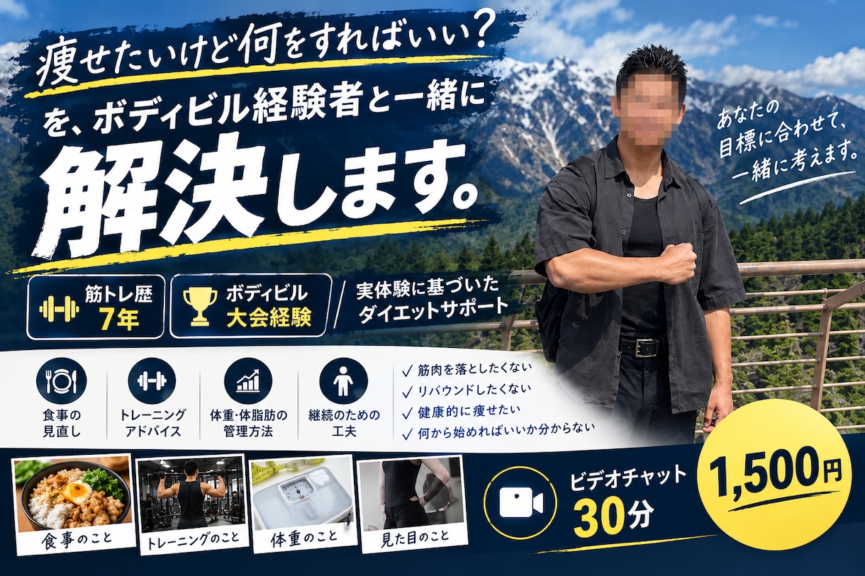 あなたのダイエットを正しく見直します 「痩せたいけど何をすればいい？」を30分で一緒に整理します。 イメージ1