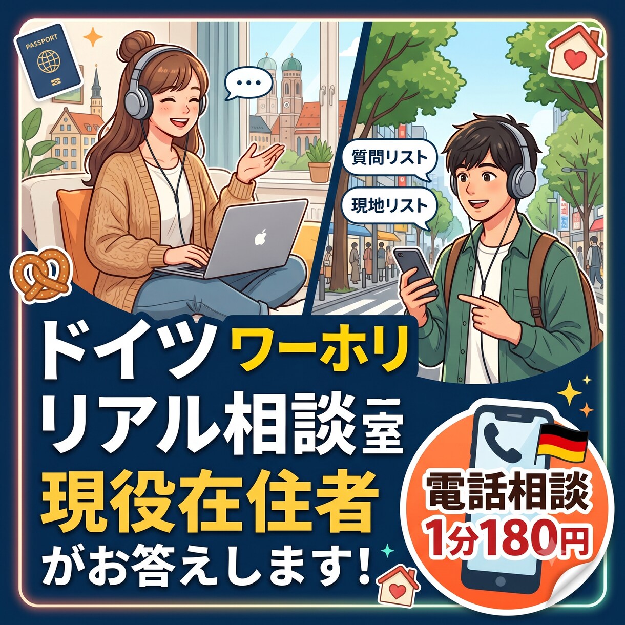 ドイツでのワーホリ検討中の方アドバイスします 現役ドイツ在住者が本音で答える！ドイツ・ワーホリリアル相談室 イメージ1