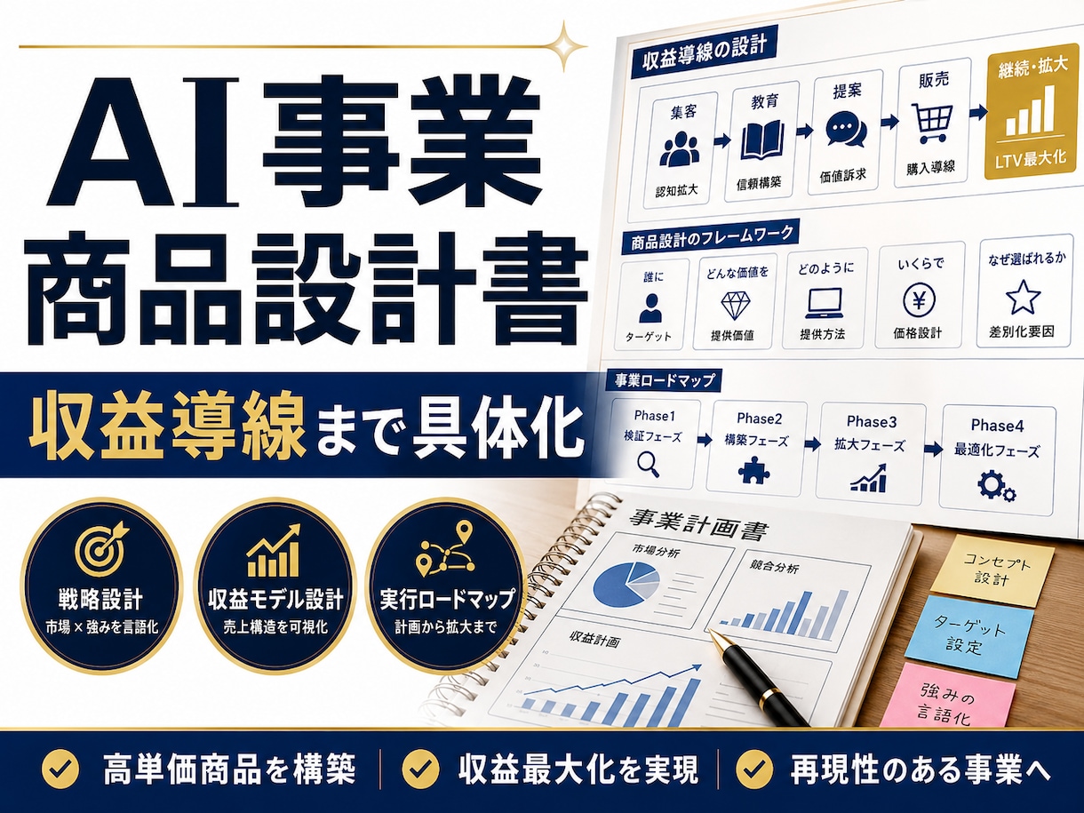 AI事業の商品設計書を作成します 売れる商品設計と収益導線を具体化 イメージ1