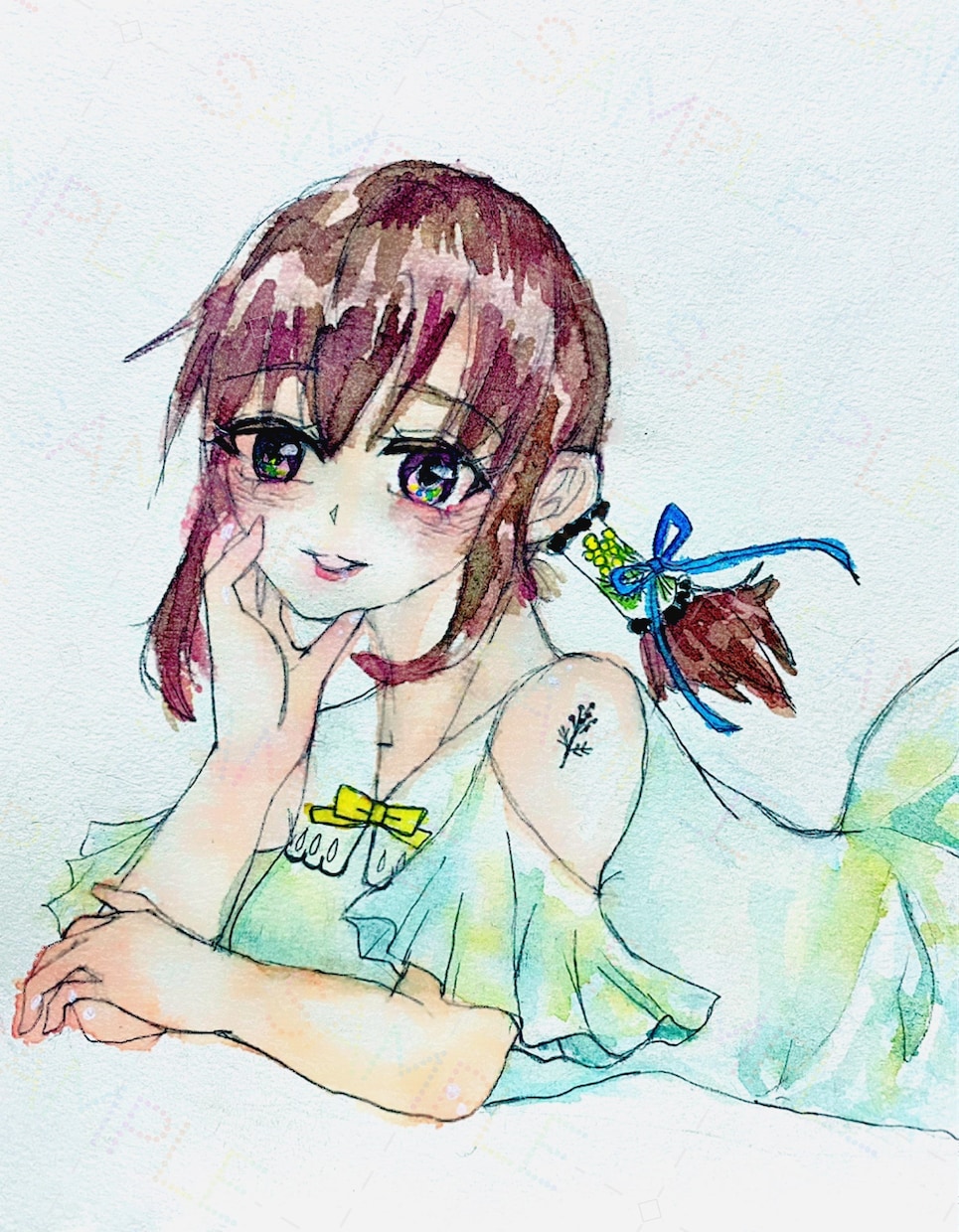 水彩画で一枚絵を描きます 創作キャラお描きします（原画、データ付） イメージ1