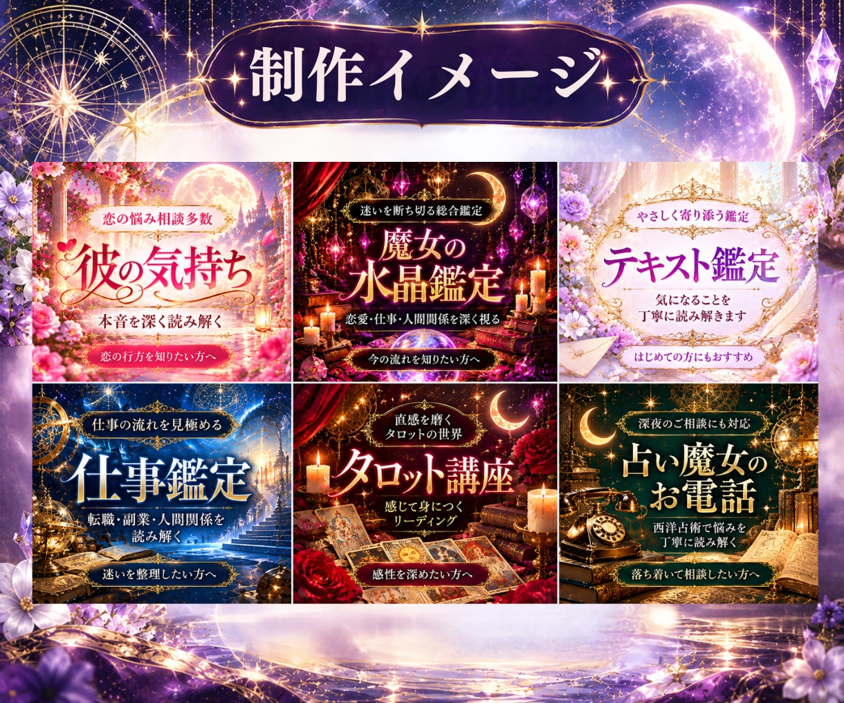 占い・スピ系 世界観が伝わるココナラサムネ作ります スピリチュアル/サムネイル/タロット/ヒーリング/画像制作 イメージ6