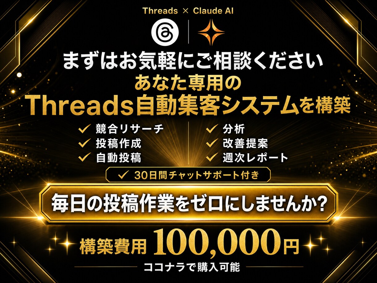 AIでThreads集客を完全自動化します リサーチから投稿改善まで自動化 イメージ5