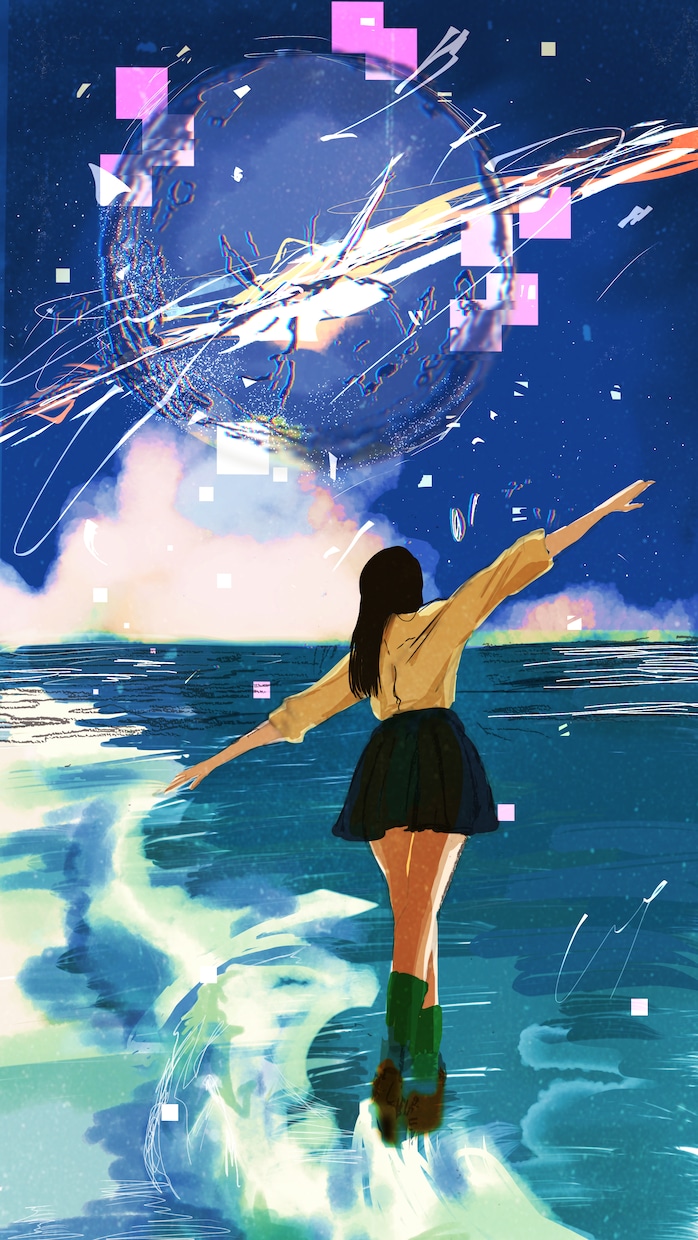 エモいポスターイラストお届けします レトロ×ゲーム感×SF雰囲気を得意としております。 イメージ1