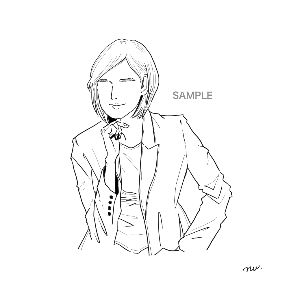 手書き線画◎モノクロシルエット人物イラスト描きます やや細やかでスタイリッシュな白黒テイストです イメージ2