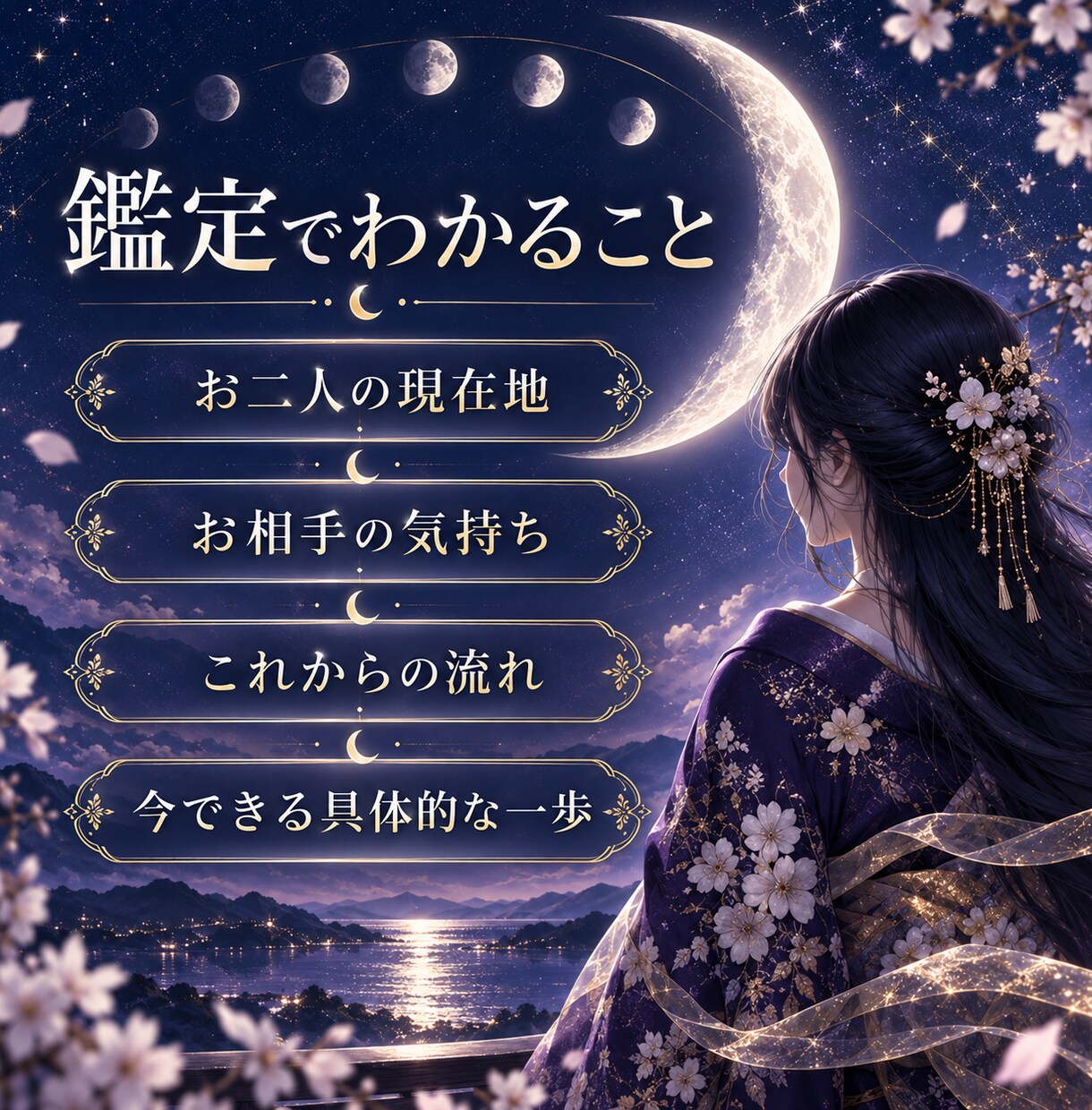 恋の迷いを月巡り霊視で丁寧に読み解きます お相手の気持ちと二人の流れを月の巡りから視ます イメージ3