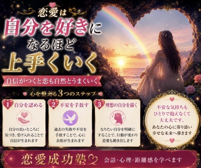 恋愛成功塾・相手の心を読み解く方法をお教えします ✤声掛けのテクニック・会話の広げ方・不安の解消法伝授します✤ イメージ7