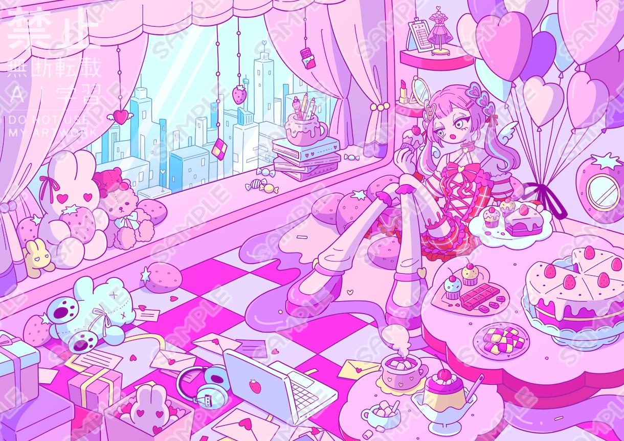 ポップでエモかわいいイラスト描きます おしゃれでエモい&今っぽい雰囲気お求めな方はご相談ください！ イメージ5