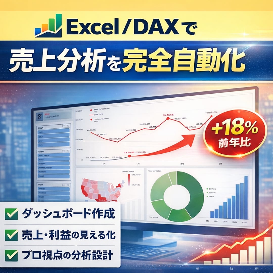 Excelで自動分析・ダッシュボード作成します 毎日集計作業を自動化します。意思決定を支援します イメージ1